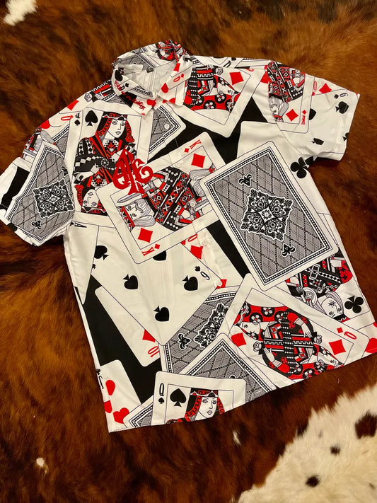 ALL IN CARD BUTTON UP SHIRT